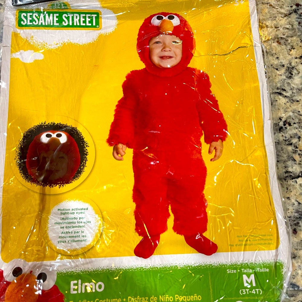 Sesame Street Elmo costume. Size 3T-4T Elmo slippers size 5/6